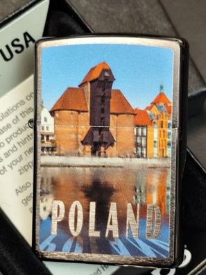 Zippo POLAND GDANSK River View, Motivdruck, Chrom gebürstet