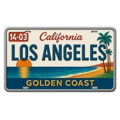 Blechschild 15x30cm - Los Angeles Golden Coast Retro California