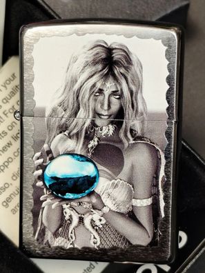 Zippo Mermaid with Orb Meerjungfrau - Nixe Woman Girl - Chrom gebürstet Druck