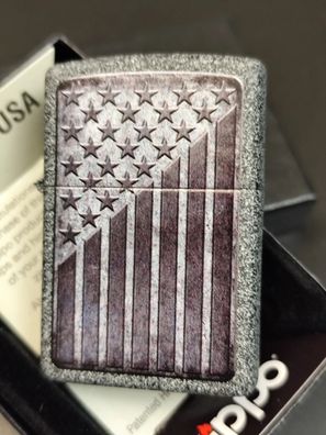 Zippo USA FLAG Stars Stripes Design Finish: Iron Stone