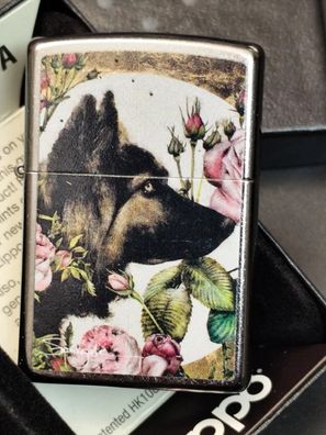 Zippo SPAZUK Schäferhund Motivdruck, Streetchrome Lighter