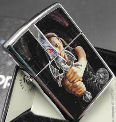 Zippo ANNE STOKES - DRAGON Reflection, Woman, High Polish Chrome, Print, Lighter