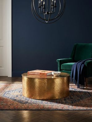 Couchtisch rund in Gold, Aluminium, Orientalisches Design, 75x31x75cm