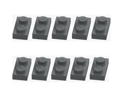 LEGO® 10x Platte 1x2 Dunkelgrau Dark Stone Grey 3023 4211063 Neu Plate Grau