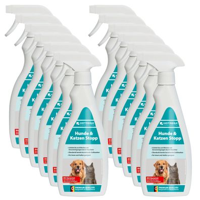 12 x HOTREGA® Hunde + Katzen Stopp, 500 ml Flachsprühflasche