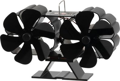 Kaminventilator Strend Pro, freistehend, wärmebetrieben, dual, 6-flügelig, schwarz
