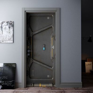 Türtapete 88x200cm Sci-Fi Stahltür Schwarz – Türposter AstraDesign