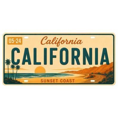 Blechschild 15x30cm - California The Golden State Retro USA Nummernschild