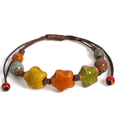Handgefertigtes Keramik Armband mit Sternperlen Vintage Charme