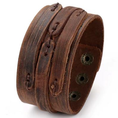 Lederarmband 4 cm breit Rustikales Armband im Vintage-Look für Damen Herren