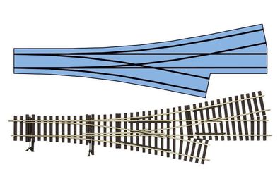 Lenz 45036 Dreiwegweiche hand 11,25° r=1649,39mm Spur 0