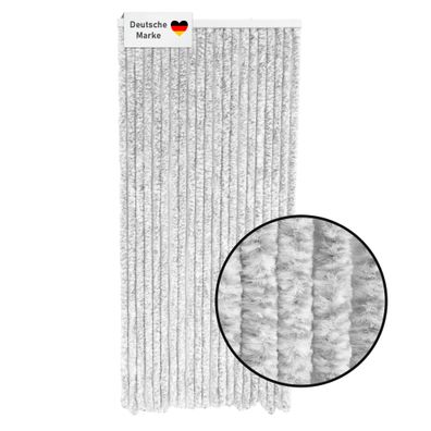 Flauschvorhang 90x200 cm hellgrau weiß, Wohnwagen Fliegenschutz, Türvorhang / hellgra