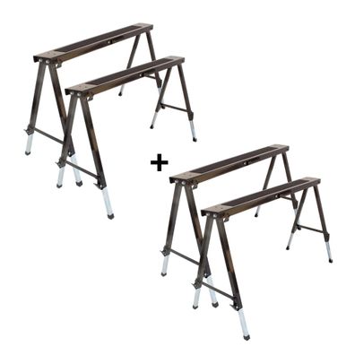 Arbeitsbock höhenverstellbar, Klappbock 2x 2er Set mit Anti-Rutsch-Auflage / 4 Stück
