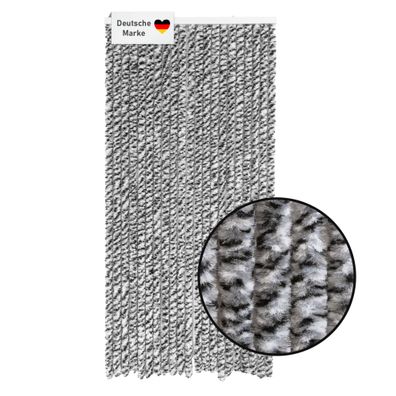 Flauschvorhang 90x200 cm anthrazit weiß, Wohnwagen Fliegenschutz, Türvorhang / anthra