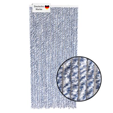 Flauschvorhang 90x200 cm blau weiß, Wohnwagen Fliegenschutz, Türvorhang / blau-weiß