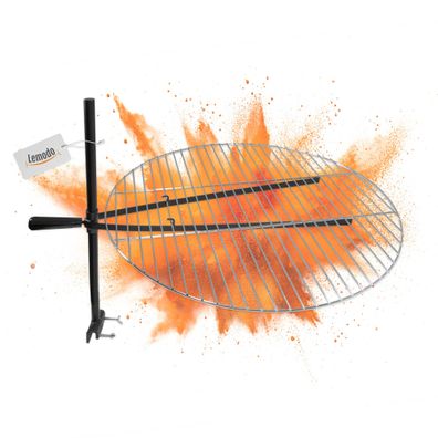 Grillgitter mit Halterung für Feuerschale, höhenverstellbarer Grillrost Ø55cm, schwen