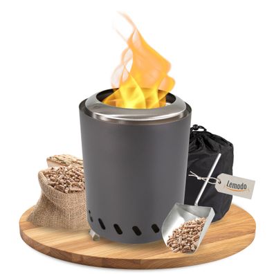 Tischkamin anthrazit für Holzpellets, rauchfreies Tischfeuer, Feuerstelle / anthrazit