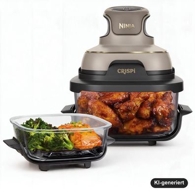 Ninja CRISPi tragbare Heißluftfritteuse 4-in-1 mit Glasbehältern 3,8 l + 1,4 l,