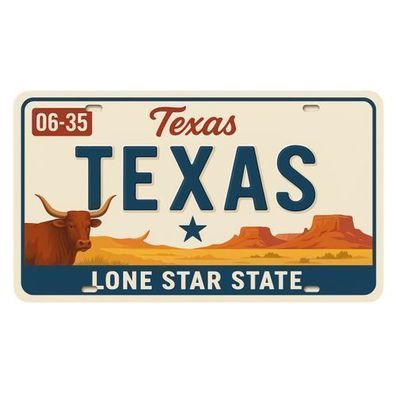Blechschild 15x30cm - Texas Lone Star State Retro USA