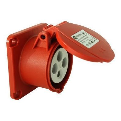 CEE Einbausteckdose gerade 400V 16A 4P 70x70 mm
