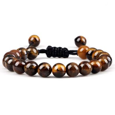 Tigerauge-Armband 8?mm verstellbar handgefertig Naturstein