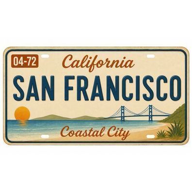 Blechschild 15x30cm - San Francisco City by the Bay Retro California