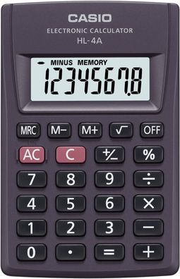 Casio HL-4A Taschenrechner Anthrazit Display (Stellen): 8 batteriebetrieben (B x H x
