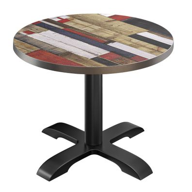 BSD | Bistro Tisch | Ø 80 x 74,5 cm | Rund | Edelstahl Rand | | Vintage Bunt