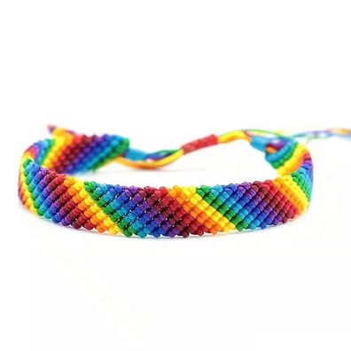 Regenbogen Armband LGBTQ Pride CSD Rainbow geflochten handgefertigt verstellbar