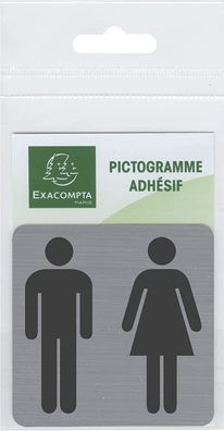 Exacompta - 67178E - 1 Türschild selbstklebend Toilette Herren/Damen - Wandschild bed