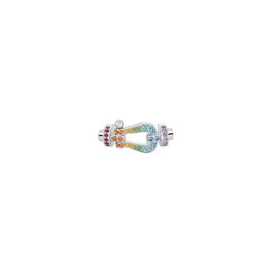 Fred - 0B0155 - FIBBIA FORCE 10 IN ORO BIANCO CON RUBINI, Granati, Zaffiri, Ametiste,