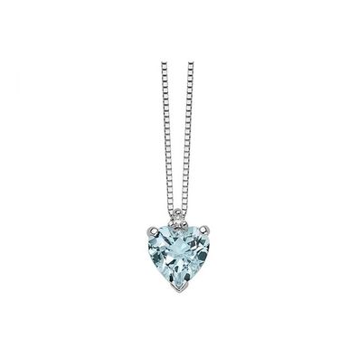 Donna Oro - DHPA7183 - Collana Damen ORO IN ORO BIANCO Acquamarina CUORE E Diamanti r