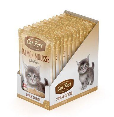 12 * Cat Fest Beutel für Kätzchen – Lachs-Mousse 70 g