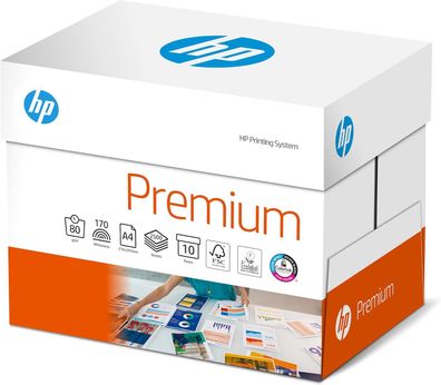 HP Kopierpapier Premium CHP 851: 80 g/m², A4, 2500 Blatt (10x250), extraglatt, weiß