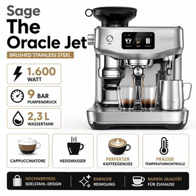 SAGE SES985BSS4EEU1 the Oracle Jet Espressomaschine Gebürstetes Edelstahlgrau