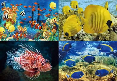 3 D Ansichtskarte Fische Meerstiere Ozean Postkarte Wackelkarte Hologrammkarte Tiere