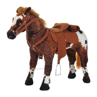 Homcom® Schaukelpferd Reitpferd Schaukeltier Kinder Plüsch Pferd Spielzeug braun