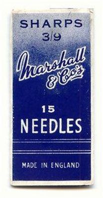 Nähnadeln 15 Marshall & Co´s Needles Sharps 3/9