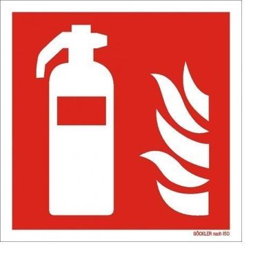 Feuerlöscher Piktogramm Hinweisschild Brandschutzzeichen 15x15 Folie ISO 7010