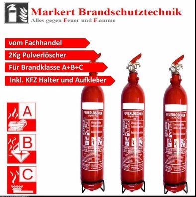 3 Stück 2kg ABC Pulver Dauerdruck Feuerlöscher 13A KFZ Autofeuerlöscher