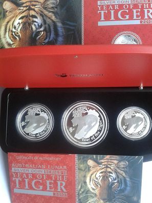 Original 1/2,1,2$ Dollars 3,5$ 3er PP 2010 Silber Australien Lunar Tiger Perth mint
