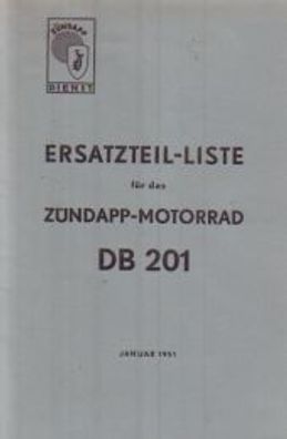 Ersatzteilliste Zündapp Motorrad DB 201, Motorrad, Zweirad, Oldtimer, Klassiker