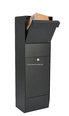 Paketbriefkasten Allux Grundform in schwarz mit Montageset in verzinkt