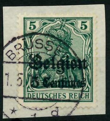 BES 1WK LP Belgien Nr 2 gestempelt Briefstück X77B1D2