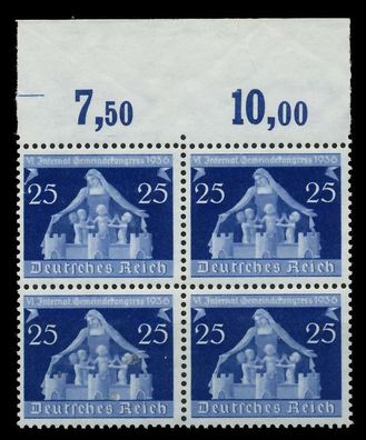 3. REICH 1936 Nr 620 postfrisch Viererblock ORA X77D43E