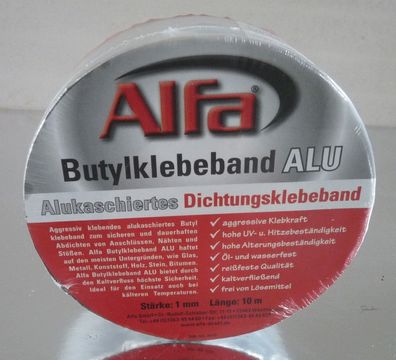 1,48 €/ m) Butylband Dichtband mit ALU Breite 50 mm
