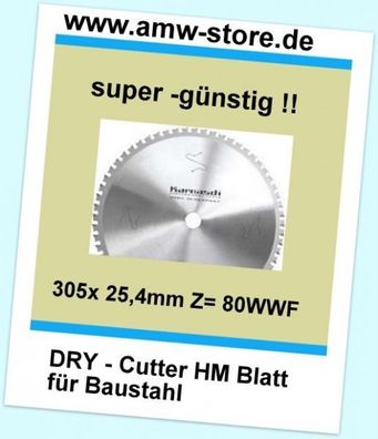 HM Sägeblatt Dry Cutter 305 x 25,4mm Z=80 Baustahl Metall Eisen Jepson Rigid Makita