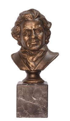 Deko Büste Ludwig van Beethoven Statue Gußeisen Vintage 12,2x15x33cm