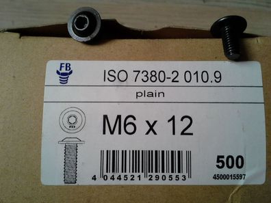 ISO 7380-2 Flachkopfschrauben Innensk. 10.9. VZ Schwarz/ M 6x12 200 Stk
