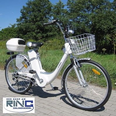 Elektrofahrrad 26" E-Bike 250 W Elektro Fahrrad Pedelec City Bike Alu Rad silber